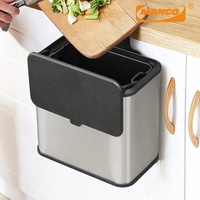 Poubelle suspendue en acier inoxydable 5L cuisine poubelle à compost murale seau conteneur à compost avec seau intérieur détachable