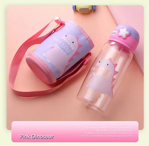 Children's Cup Cute Little <b>Dinosaur</b> Straw <b>Bottle</b> Wholesale Popular Cute 500ml clear Plastic <b>Water</b> <b>Bottle</b> Kids Children Strap - Product Image 6