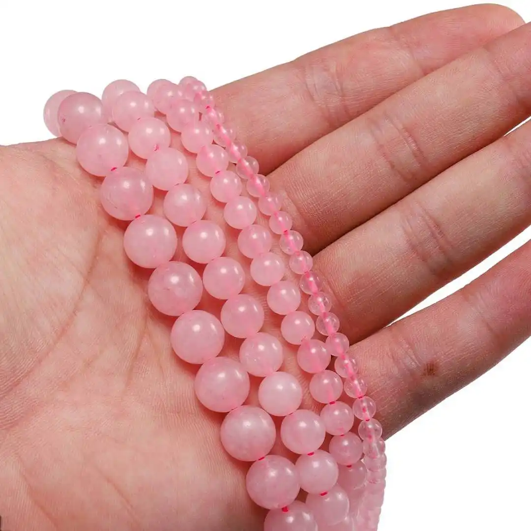 Perles rondes en quartz rose en vrac de 4mm