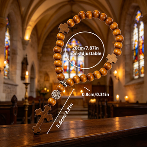 Collier élégant de chapelet catholique en acrylique coloré avec pendentif cœur, croix, Santiago et Saint Benoît pour femme - Product Image 4