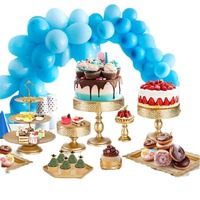 Présentoir de table à dessert en métal avec support pour gâteau doré, pièce maîtresse de table d'anniversaire de mariage, décor de fête