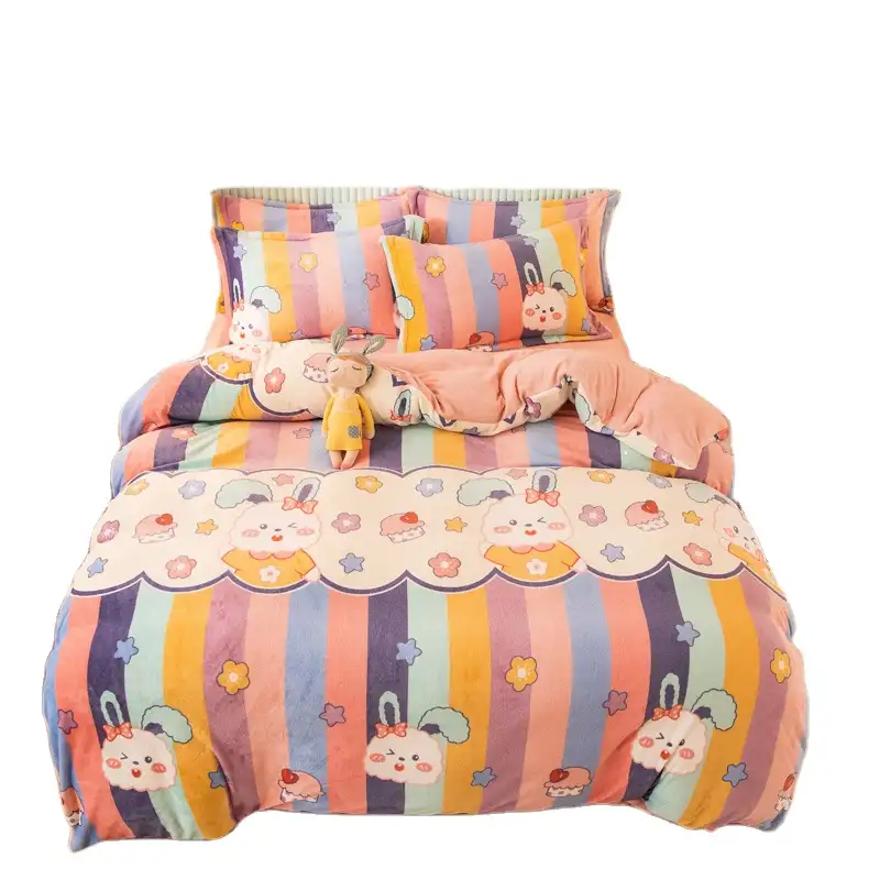 Комфортное для кожи утолщенное Фланелевое флисовое постельное белье одеяло наборы постельных принадлежностей