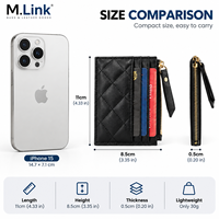 Dompet Kartu Minimalis Kulit PU dengan Kantong Koin Resleting Logam, Dompet Tipis, Produsen Logo Kustom