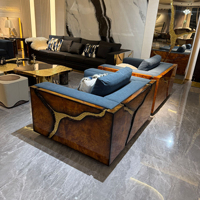 Canapé Chesterfield de luxe en bois de palissandre et cuir 1+2+3 places, ensemble de meubles modernes pour salon, idéal pour les projets d'aménagement intérieur haut de gamme