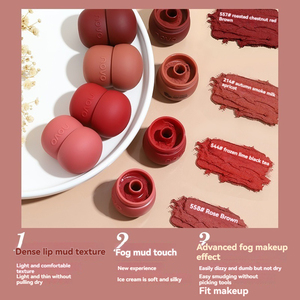 Mousse Velours <span class=keywords><strong>Bouche</strong></span> <span class=keywords><strong>Rouge</strong></span> Boue Étanche Mat Brillant À Lèvres Végétarien Cosmétiques Poudre Blush Lèvres Et Joues Couleur Boue - Product Image 3