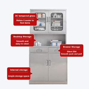 Armoire chirurgicale dentaire moderne en acier inoxydable pour hôpital, 2 tiroirs, certifiée ISO9001, structure démontable, armoire facile à nettoyer - Product Image 2