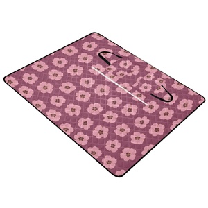 60X80in Custom Print Picnic Rugs Hawaiian Hau Pink Flower Aloha Washable <b>Camping</b> Blankets Waterproof Beach Mat Foldable Handbags - Product Image 6