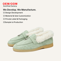 Mocassins en Cachemire et Daim Doublés de Laine Style Old Money pour Femme – Minimalistes, Confortables, Idéaux pour le Bureau et l'Hiver – Chaussures Plates Chic à Enfiler – Personnalisables OEM