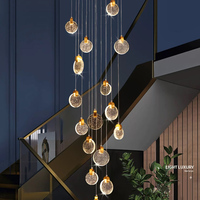 Nouveau Lustre de Villa Duplex en Cristal Moderne Simple et Luxueux, Rotatif, pour Loft et Appartement, Long, en Forme de Nuage, Suspendu