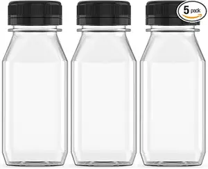 8 Oz प्लास्टिक रस की बोतलें खाली छेड़छाड़ सबूत Lids के साथ स्पष्ट कंटेनरों के लिए रस, दूध और अन्य पेय