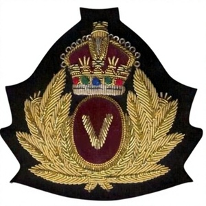 Custom Embroidered Cap <b>Badge</b> With Anchor And Laurel Wreath Sew-On Fabric Patch For Uniform Garment - Product Image 1