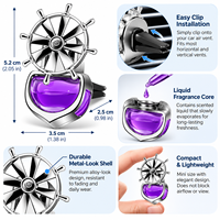 Diffuseur de parfum rotatif automatique en forme de gouvernail nautique métallique pour voiture, avec clip de ventilation et liquide parfumé – Vente en gros