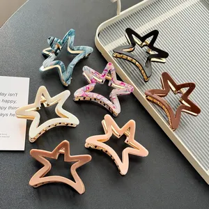 Sheshares New Fashion Wholesale Medium Size Vintage Acetate Metal Star Shape Hair Claw