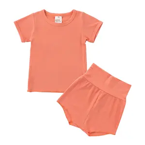 Neuankömmling Massive Baumwolle Bunte Baby Jungen Kleidung Set Hohe Taille Shorts Home Kids Bay Pyjamas Kleidung Set