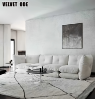 Ensemble de canapés modulaires rectangulaires en tissu capitonné de luxe, convertible, avec éponge haute densité, canapé nuage