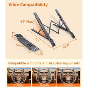 DICMKY Metallic Gray Aluminum Polished Finish Lightweight Height Adjustable Car <b>Desk</b> <b>Laptop</b> <b>Stand</b> Steering Wheel Tray Holder - Product Image 6