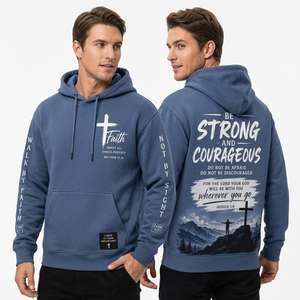 Men's <b>Christian</b> <b>Hoodie</b> Blue 100% Cotton Fleece Solid Breathable Eco-Friendly Streetwear Pocket Design Regular Fit Casual Winter - Product Image 1