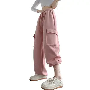 ओम कस्टम लोगो पसीना पसीना पैंट कढ़ाई सादे पैदल चलने वाली महिलाओं को पैंट सफेद फ्लेक्स जॉगिंग पैंट