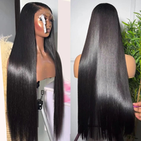 Perruque Lace Frontale en Cheveux Naturels Vietnamiens Bruts, Lisse, 13x4, avec Dentelle Transparente, pour Femmes Noires