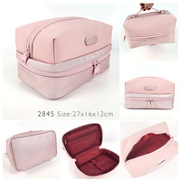 Sacs à Maquillage Populaires Nouveaux Double Pochette Zipper Portable Facile à Voyager Compartiments Personnalisés