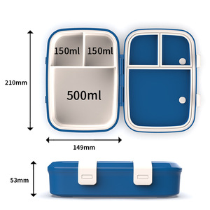 Boîte à lunch à compartiments séparés, en PP Tritan de qualité alimentaire, compatible micro-ondes, rectangulaire, hermétique - Product Image 2