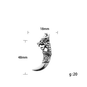 yunnique Stainless Steel Lion Fang Pendant Men's Necklace Retro <b>Punk</b> Style Animal Shape Fashion Jewelry 19051 - Product Image 4