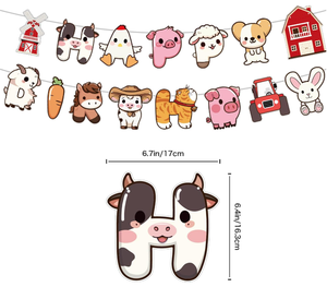 Decoración para Fiesta de Cumpleaños con Temática de <span class=keywords><strong>Granja</strong></span>: Caballo, Oveja, Gato, Conejo, Pollito, Cerdo, Vaca, Banderines de Feliz Cumpleaños, Adornos para Pasteles y Cupcakes, Globos Impresos - Product Image 4