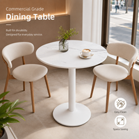 Meja Makan Bundar Batu Sinter Tahan Panas untuk Restoran Komersial, Kafe, Hotel, dan Bistro