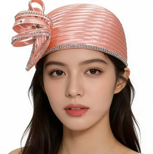 Nouveau chapeau en tissu avec nœud papillon et diamants au centre, style vintage, Fascinator, chapeaux pour les fêtes du thé, pour robes de mariée et banquets - Product Image 3