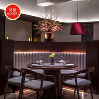 Chaise de salle à manger en bois massif nordique rembourrée, pour restaurant, café, bar, en cuir gris, ensemble de banquettes courbées, usage commercial, durable, écologique