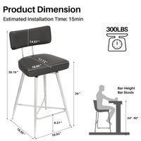 Tabourets de bar pivotants au design unique Tabouret de bar à hauteur de comptoir en similicuir rembourré noir à cadre métallique pour la cuisine