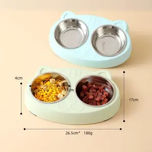 Macaron - Comedero Doble de Plástico para Mascotas, Bandeja para Comida y Agua para Cachorros y Perros, Accesorios para Alimentación de Gatos - Product Image 4