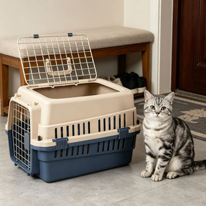Cage de <span class=keywords><strong>transport</strong></span> aérien pour <span class=keywords><strong>animaux</strong></span> de compagnie, double porte, plusieurs tailles, bords arrondis, anti-morsure, en maille métallique PPB, pour chiens - Product Image 1