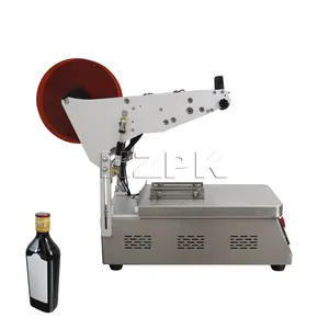 HZPK zhejiang manual flat bottle top box label applicator press labeling machine