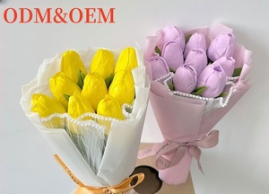 Base de <span class=keywords><strong>beurre</strong></span> de karité de fleur de savon de rose fait à la main de luxe avec texture de pétale véritable pour les fleurs et les plantes décoratives de la fête des mères - Product Image 3