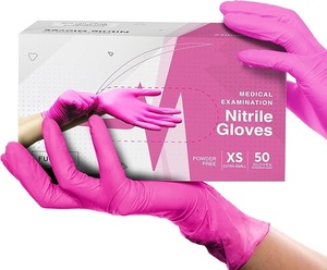 Paquete de 200 Guantes de Nitrilo Veterinarios Rosa Fucsia de 3 Mil, Sin Polvo/Sin Látex, para Examen de Animales - Product Image 1