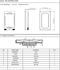 1609 Máy Tính Xách Tay Nội Bộ Loa 8ohm <span class=keywords><strong>Mini</strong></span> Nội Bộ Loa 0.5W 8ohm 1609 Mylar Loa Cho Điện Thoại Di Động - Product Image 3