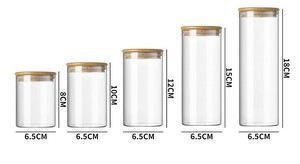 Contenitori per Cucina in <span class=keywords><strong>Vetro</strong></span> Borosilicato con Coperchio in Bambù, <span class=keywords><strong>Barattoli</strong></span> Ermetici per Spezie, Vendita all'Ingrosso - Product Image 6