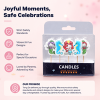 Lot de bougies d'anniversaire en forme de sirène et d'équidé marin, mignonnes, sur le thème de l'océan, en cire alimentaire, avec pics en bois pour gâteau