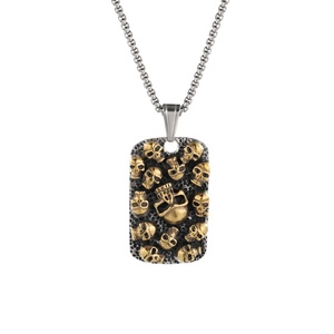 Mestiere Lupo hip hop dei monili di modo punk gotico Vichingo oro degli uomini delle donne In Rilievo personalizzato army Collana della catena del cranio - Product Image 1