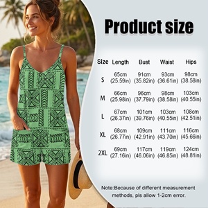 Popolare <span class=keywords><strong>Tuta</strong></span> Corta Estiva da Donna Hawaiana Casual con Scollo a V, Senza Maniche, Spalline Sottili, Vestibilità Ampia e Tasche 2026 - Product Image 6