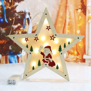 Factory Wholesale Wooden Material Christmas Hanging Ornament Decoration Warm White <b>LED</b> <b>Light</b> - Product Image 4