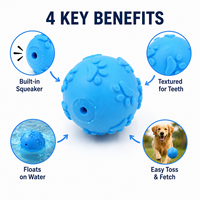 Balle flottante couineuse personnalisée pour chien avec texture patte, idéale pour chiens de petite et moyenne taille, pour l'entraînement de rapport intérieur et extérieur