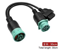 Kabel Adaptor Truk J1962 ke 9P Dech J1939 9P untuk J1708 ke OBD Kabel Konversi Satu-ke-Dua Lurus untuk 1/2 30cm