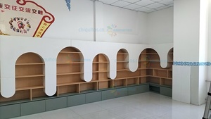 Estantería de madera elegante Chiquitos con solución de almacenamiento funcional de diseño de <span class=keywords><strong>onda</strong></span> única para bibliotecas espacios educativos hoteles - Product Image 5