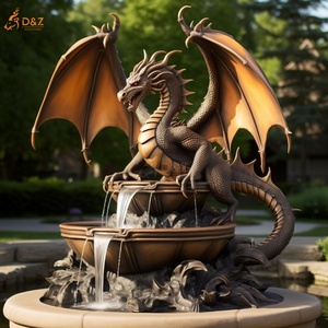 Giardino esterno decorare mitologia romana arte metallo drago scultura grande bronzo medievale statua del drago cascata fontana di acqua - Product Image 6