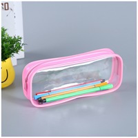 Vente en gros Trousse à crayons transparente en PVC imprimée personnalisée avec fermeture éclair Trousse à crayons transparente de grande capacité Sac pochette pour l'école et le bureau