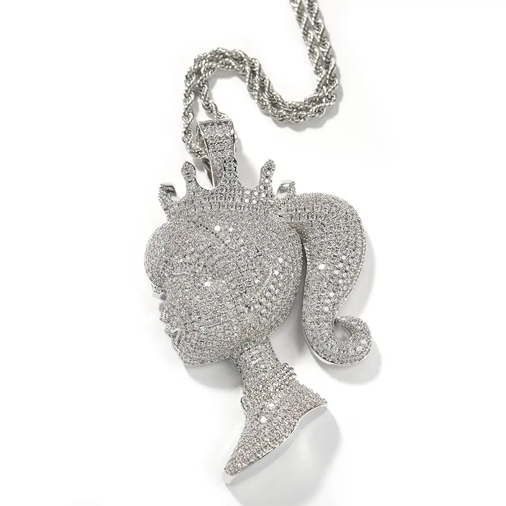 Хипхоп Латунное ожерелье с кулоном в виде короны принцессы