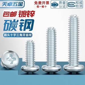 Tianzhuo Hardware Self-Tapping <b>Screws</b> M2 <b>M3</b> M4 M5 M6 Cross Head Galvanized Pan Head Metric 8.8 Grade A - Product Image 3