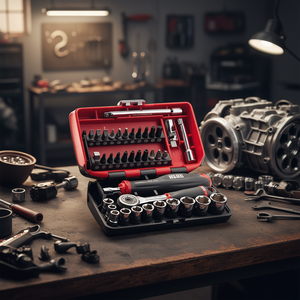 Jeu de douilles de 609 1/4 pouces avec porte-embouts et rallonges pour réparation automobile - Product Image 3